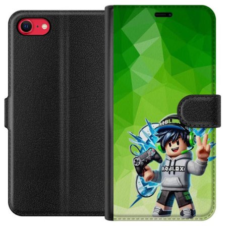 Kompatibelt Lommeboketui til Apple iPhone SE (2020) Roblox-inspirert gamerfigur med headset, håndkontroll og energiske effekter mot grønn bakgrunn