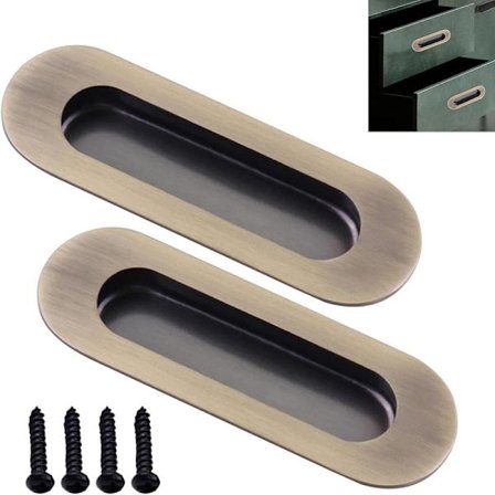 2-pakning skyvedørhåndtak, rektangulære innfelte skyvedørhåndtak for skuffeinnsats, skjult innfelt i rustfritt stål