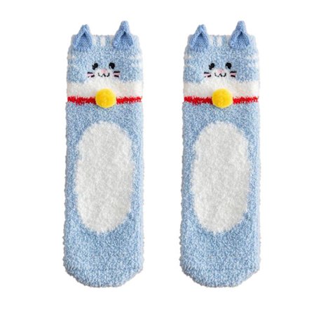 Smart Ullstrumpor Damstrumpor Vinterstrumpor Höst och Vinter Mellanhöga Strumpor Katt Sammet Tjockare Varma Strumpor (Blå)