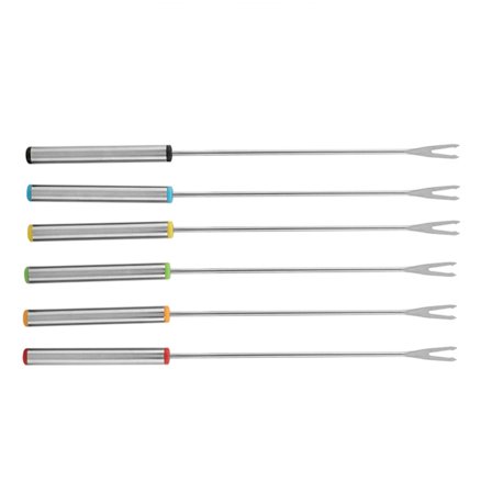 6 stk./sett Fonduegafler i rustfritt stål for sjokolade, ost og dessert, kjøkkenverktøy, servise