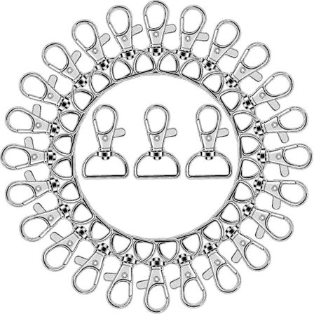 50 stk. dreielåser, snor-snapkroker, førsteklasses nøkkelringklips, hummerklolås for syprosjekter til nøkkelringer_Overraskelsesgave