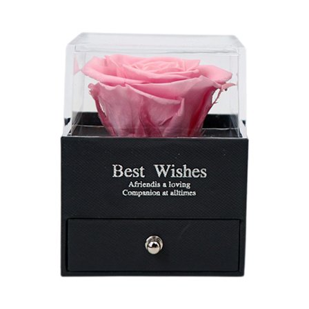 Naturlig Evig Rose Smykkeskrin Konserverede Blomster Valentinsforslag Ring til C