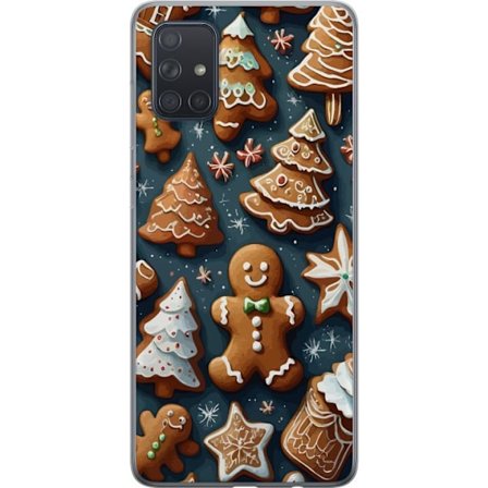 Samsung Galaxy A71 Gjennomsiktig deksel Pepperkakekaker formet som trær, menn og stjerner dekorert med glasur i et koselig vintermønster som får ta