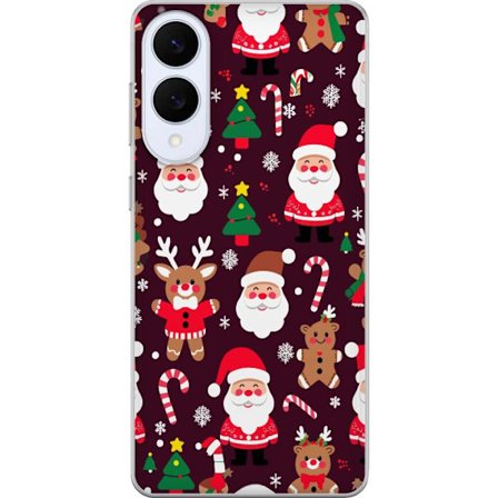 Kompatibelt Mobildeksel til Samsung Galaxy S25 Edge julemønster med nisser, reinsdyr og pepperkaker i tegnet vinterstil