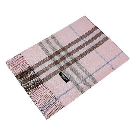 Superblødt Klassisk Cashmere-lignende Vintertørklæde Sjal Dobbelt Formål (Lys pink stort gitter)