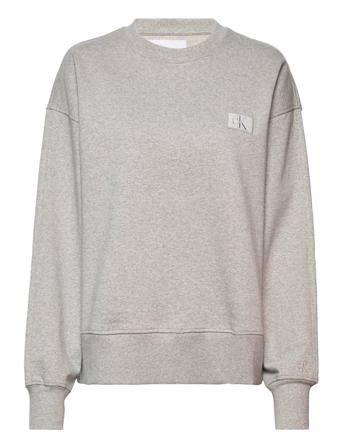 Badge Over D Crew Neck Sweat-shirt Genser Grå Calvin Klein Jeans