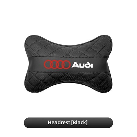 1 stk PU-skinn bil nakkestøttepute for Audi Sline Quattro A1 A2 A4 A5 A6 A7 A8 Q1 Q2 Q3 Q4 Q5 Q6 Q7 Q8 Tt S3 S5 B8 J-Black-Headrest