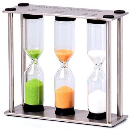 Te-brygningstimer - 3, 4, 5 minutter - Timeglasform - Perfekt te-brygning - Stilfuldt timeglas