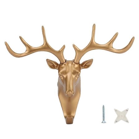 Animal Deer Head Hjem Dekoration Hat Tøj Taske Vægmonteret Krog Hænger Rack Holder (Guld)