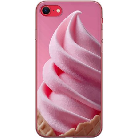 Kompatibelt Mobilskal till Apple iPhone SE (2020) Rosa Glassvåffla med krämigt mjukglass i pastelrosa söt somrig och stilren design med en glasig k