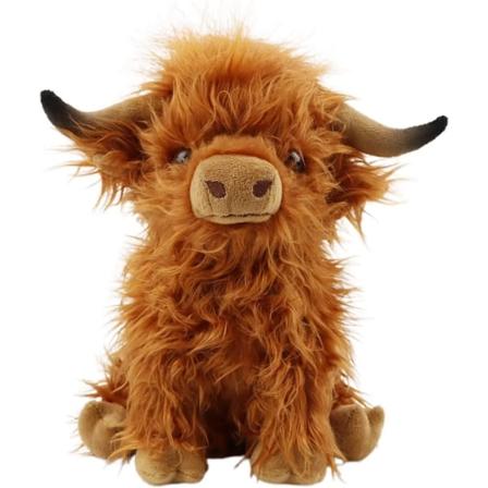 Söta Highland Cow Gosedjur, 10,5 tum Realistisk Cow Plyschleksak, Highland Cattle Farm Leksak Present för vuxna Barn Pojkar Flickor Födelsedag Plus