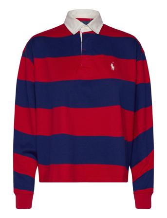 Striped Cropped Jersey Rugby Shirt Tops T-shirts & Tops Long-sleeved Red Polo Ralph Lauren