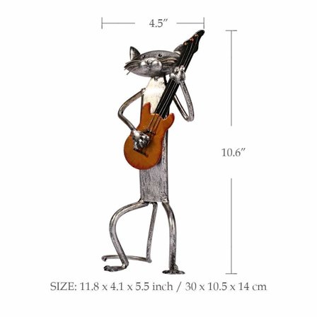 Katten, der spiller guitar - Bandkat Kreativ Hjem Moderne Rocker Dekoration Metal Håndværk Gave