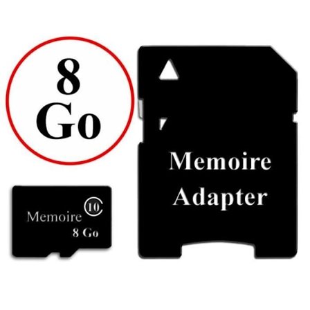 Micro-SD minneskort 8 GB - PH26 - Adapter - Klass 10 - Kompatibel med Haier Voyage G30 - Svart