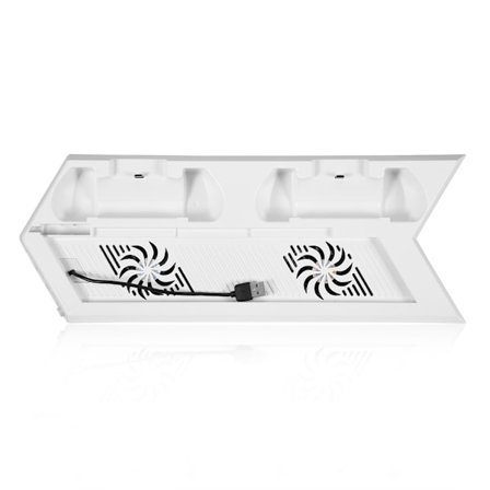 Kylfläkt Kylare Dubbel Laddningsstation Dock Stativ 3 Port USB Hub för PS4 Playstation 4 Vit