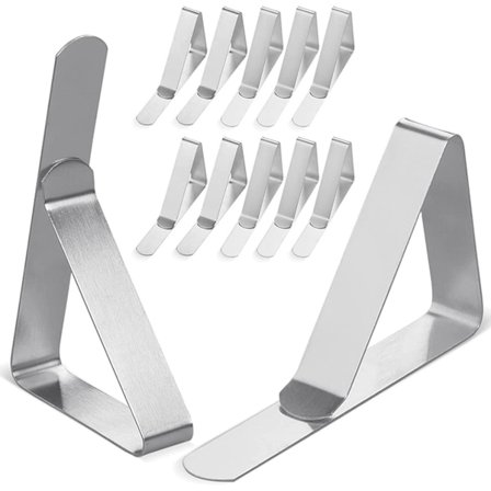 12-delars bordsduksklämmor - Bordsduksklämmor - Bordsduksklämmor med vikt - Rostfritt stål - Silver