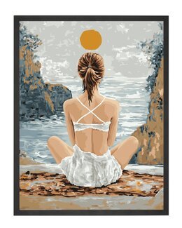 Paint By Numbers Meditasjon ved solnedgangen - WizardiArt