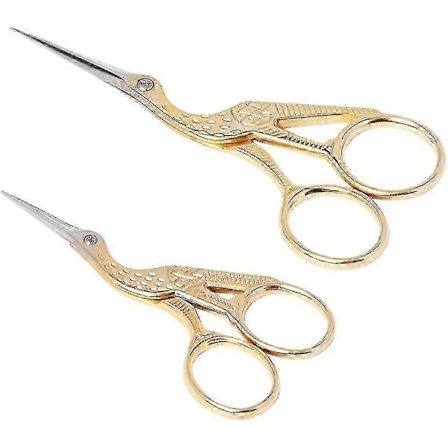 Saks, Sett med 2, Små Kranesaks for Søm, Rustfritt Stål, Håndarbeid, DIY Håndverk og Daglig Bruk (gull, 3.6inch+4.5inch)