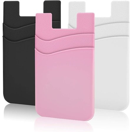 Puhelintasku, Kiinnitettävä lompakko luottokortin pidike puhelimen taakse, yhteensopiva älypuhelimien kanssa (musta, valkoinen, pinkki/3 kpl) 