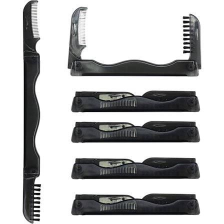 Vikbar Ögonbrynsborste & Kam, Svart, 6-pack