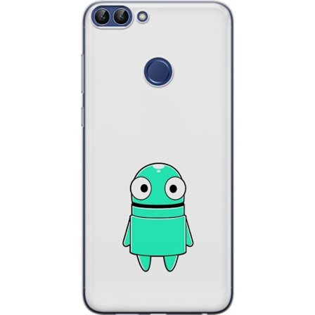 Yhteensopiva Puhelinkuori Huawei Huawei P smart Turkoosi piirroshahmo isoilla silmillä ja iloisella persoonallisuudella yksinkertaisessa kuvituksessa