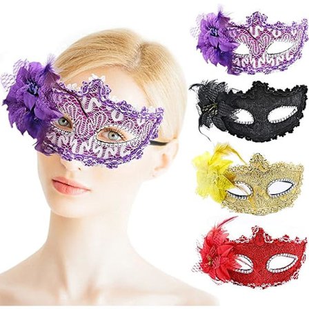 Sæt med 4 Halloween Karnevals masker Sexede Prom masker Kvinders Maskerade masker Fancy Dress Blonde masker