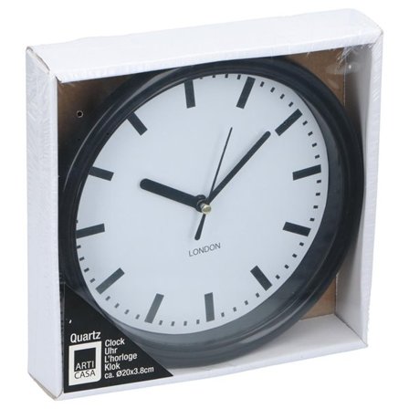 Liten veggklokke 20cm - Svart Ramme