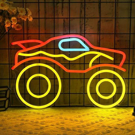 Lastbil Neon Lys, Dæmpbar LED Lastbil Neon Vægskilt USB Drevet til Soveværelse Stue Spillerum Mandehule Hjem, Fødselsdagsgave til Drenge Mænd