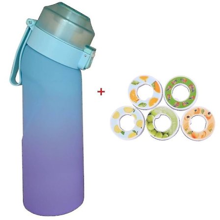 Smaksatt Vannflaske med 7 Smakskapsler Air Water Up Flaske Frost Svart 650ml Air Starter Up Set Vannkopp for Camping Sport M