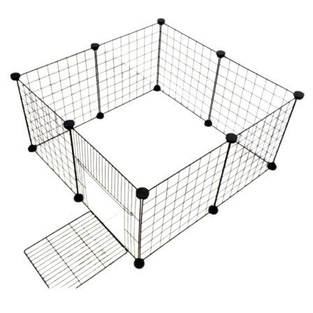 Dyrehegn, lille dyrebur indendørs bærbar pigtrådshegn til små dyr, marsvin, kanin kennel boks hegn telt 13,7*13,7 tommer (sort wit