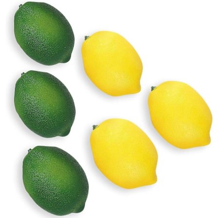 6 stk. Kunstige Citroner, Kunstige Grønne Citroner, Realistiske Gula Kunstige Citroner (9 * 6,7 cm)
