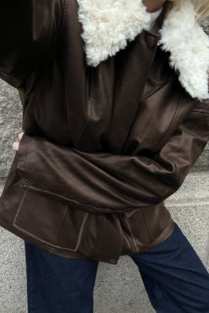 NA-KD Washed out bondad PU-jacka - Jackor i läderimitation - Brun - EU 34