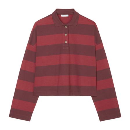 Marc O'Polo Oversized polo shirt, cropped Rød, Dame Langærmet