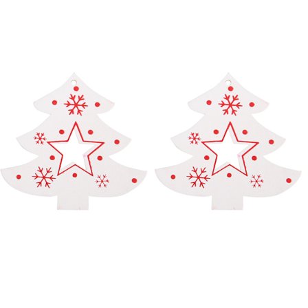 50 stk. Hvite juletrehengere Dekorative hjemme DIY-tilbehør Malt kunst