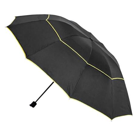 TG Paraply, Kompakt - 130 cm - Sort / Gul Sort