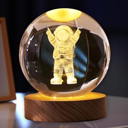 3D Rummand Krystalkugle Natlampe, Rummand Figur Lampe, Dekorativ Glas Kugle Papirvægt Krystal Havdyr Dekorationer til Hjemmet