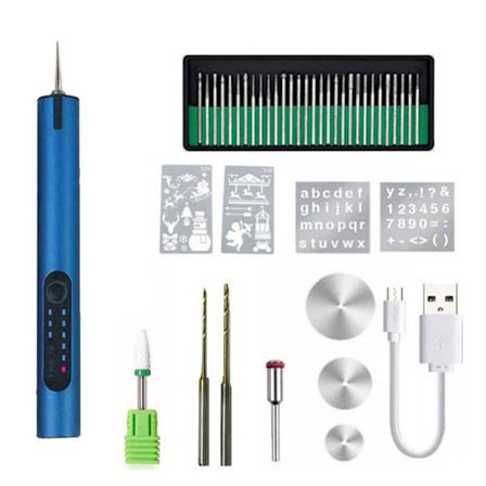 Träbearbetning Gravyr Penna Mini trådlös borr BLÅ