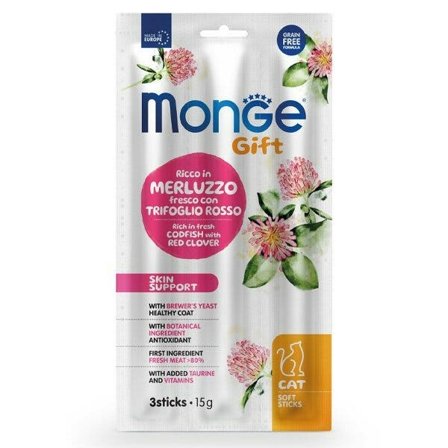 Monge Soft Sticks Skin Support Per Gatti Merluzzo Fresco Con