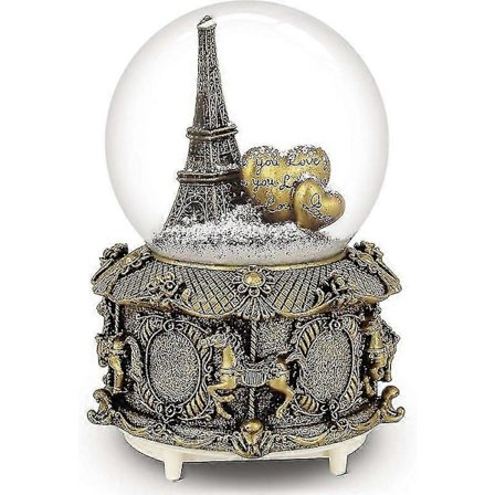 Pariisin Eiffel-tornin lumipallo-musiikkilaatikko automaattisella lumisateella ja värikkäillä valoilla, 100 mm korkea 6 C Boris (FMY)