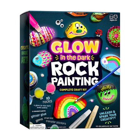 Barn Rock Painting Kit - Glow in The Dark - Konst & Hantverk Present till Pojkar och Flickor 4-12 År - Hantverksaktiviteter Kits - Kreativa 