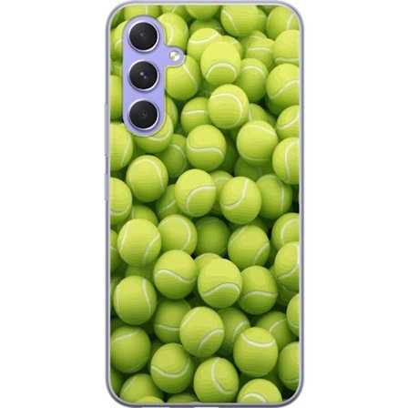Yhteensopiva Puhelinkuori Samsung Samsung Galaxy A54 Vihreiden tennispallojen kuvio korkealla tarkkuudella, urheilullinen motiivi toistettavalla tekst