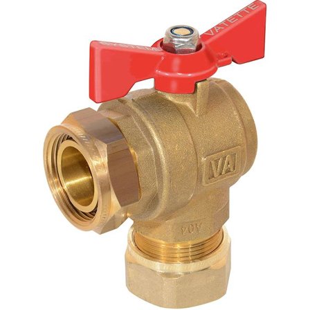 Vatette 8547102 Avstengingsventil 22 mm x G20, vinkel Rød, Installasjon