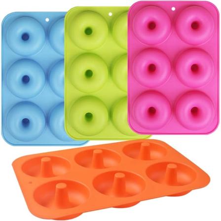 4-pakning 6-hulls Non-Stick Silikon Donutformer for Donuts, Bagel