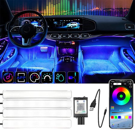 Fot Stemmeaktivert LED Bil Fargerik Musikk Rytme Lys-USB Plugg (Ett Sett)