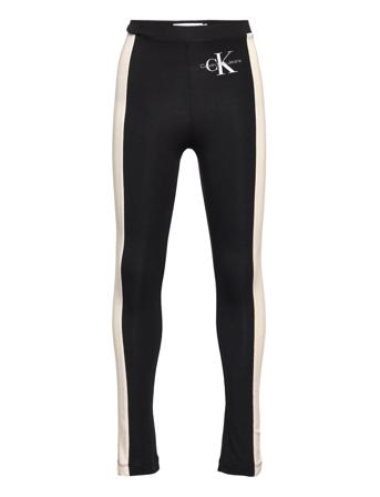 Colour Block Monogram Legging Leggings Svart Calvin Klein