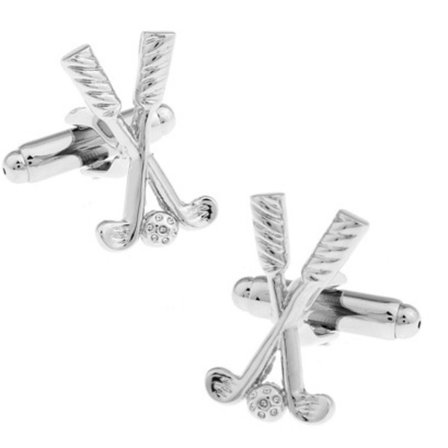 Golfpallon ja mailojen kalvosinnapit miehille, ruostumatonta terästä, urheilulahja, hopea.