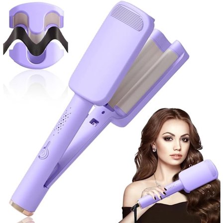 ING Deep Wave Krøllejern - Professionelt 32 mm tyndt krøllejern, justerbar temperatur (160°C-220°C) - Lilla