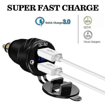 12 V moottoripyörän Hella Din alumiininen QC3.0 kaksois-USB-pikalaturi LED-volttimittarilla B-mw T-riumph Tiger Ducati -moottoripyörään