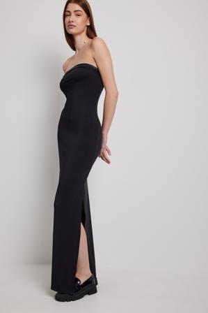 Annijor x NA-KD Robe longue avec détail en similicuir - Robes moulantes - Noir - XX-Large