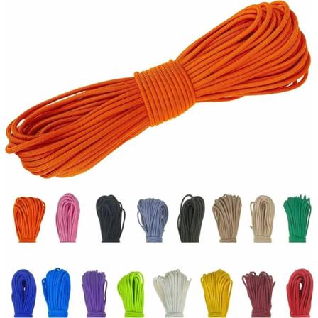 4 mm polyesterparacord 550 (15, 30 och 50 m) – 4 mm typ III, rivningsresistent fallskärmslina för överlevnad 100 % polyester med 7 trådar enfärgade